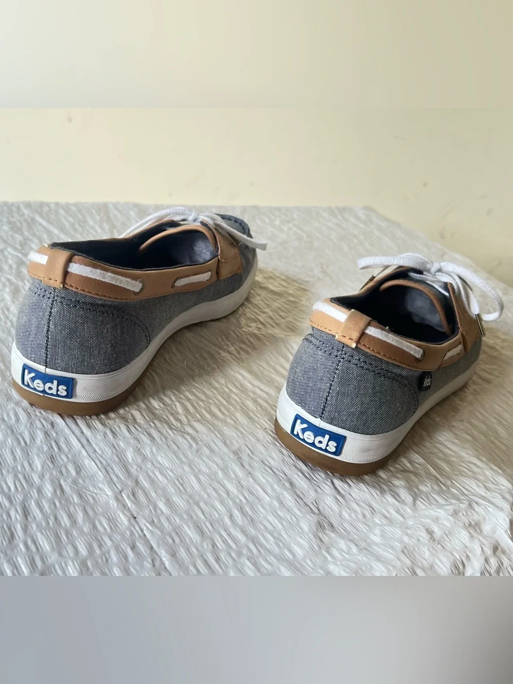 Keds Denim-Look Sneakers with Tan Trim